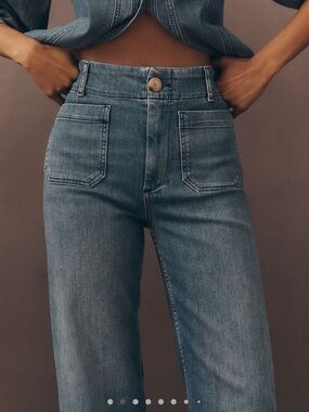 Anthro Colette Cropped High Rise Wide Leg Jeans. Size 29 petite.